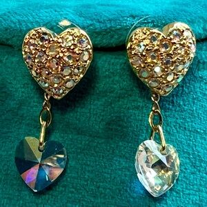 Kirk’s Folly Gold Heart with Crystal heart dangling Earrings